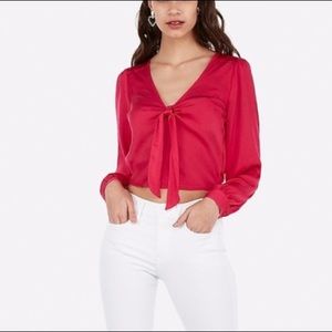 Express satin front tie blouse